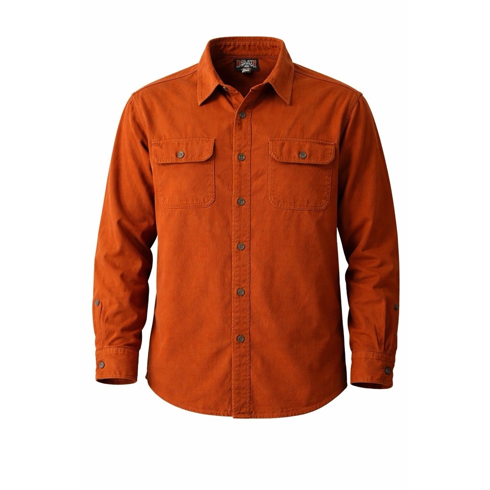 Duluth Trading BurlyWeight Chamois Shirt Mens‎ XL Orange Heavy Cotton Work
